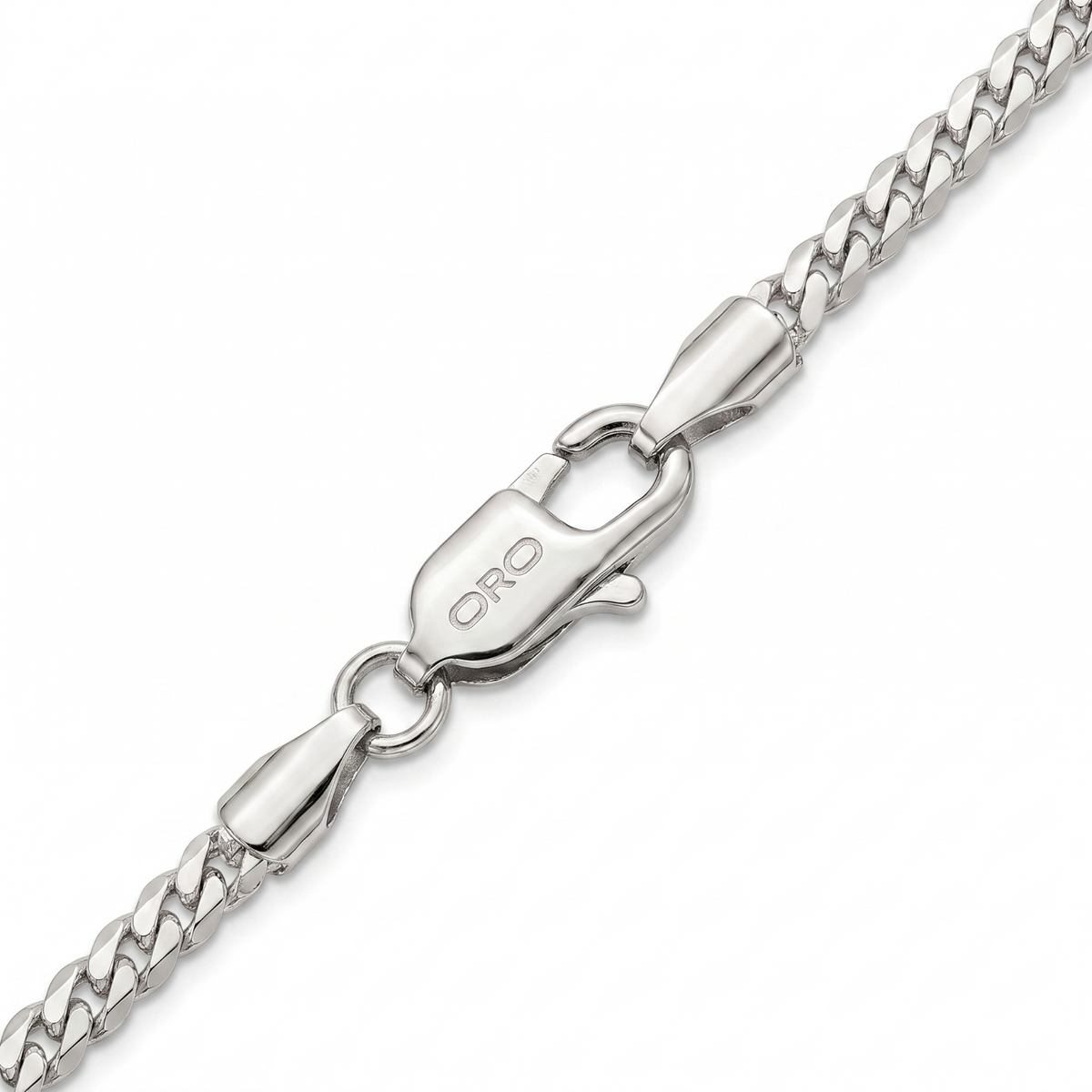 3mm Silver Stainless Steel Flat Miami Cuban Chain Necklace Men Women 18-28"