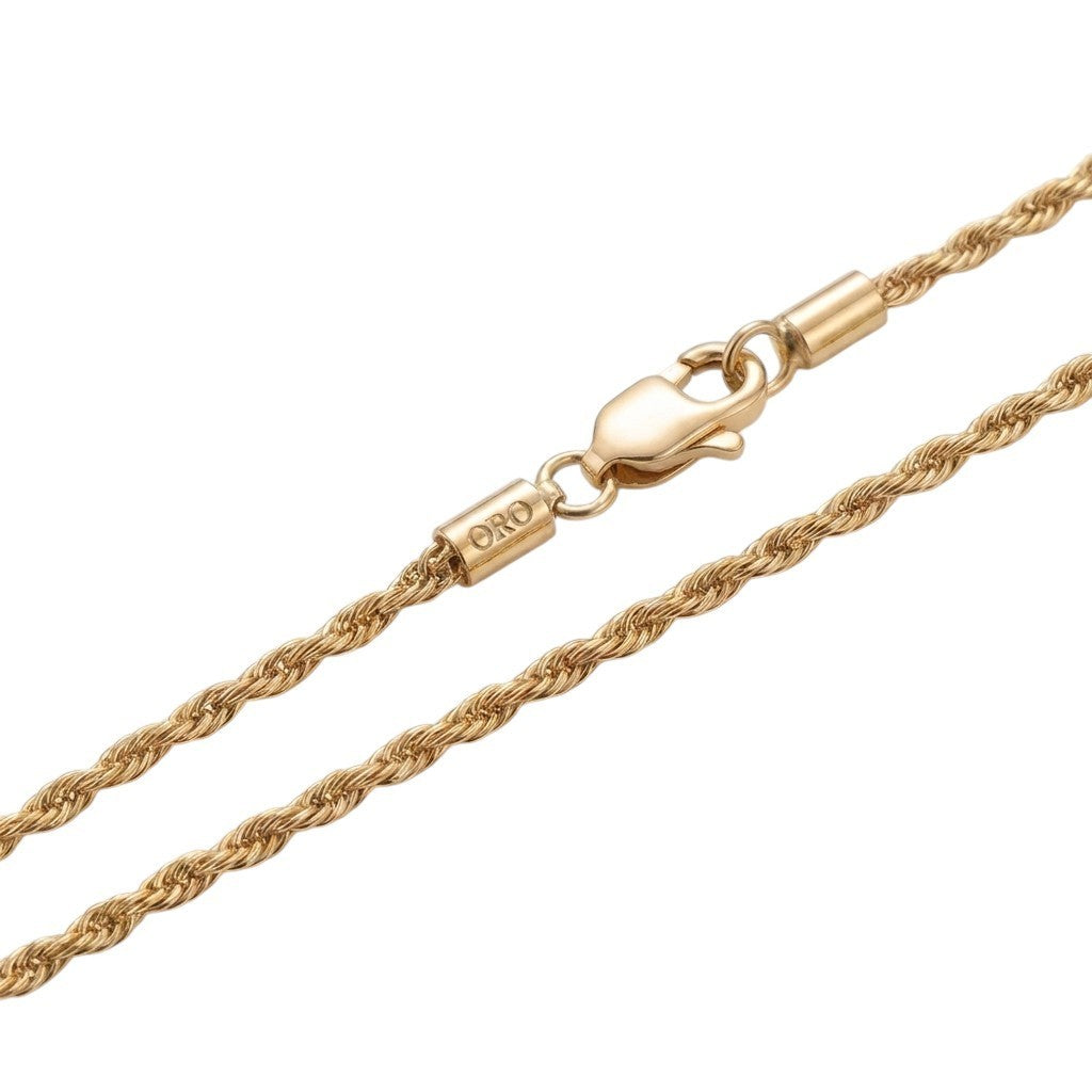 4mm 14K SS Gold Rope Chain Necklace Men Women 16-30" Italian Style Necklace