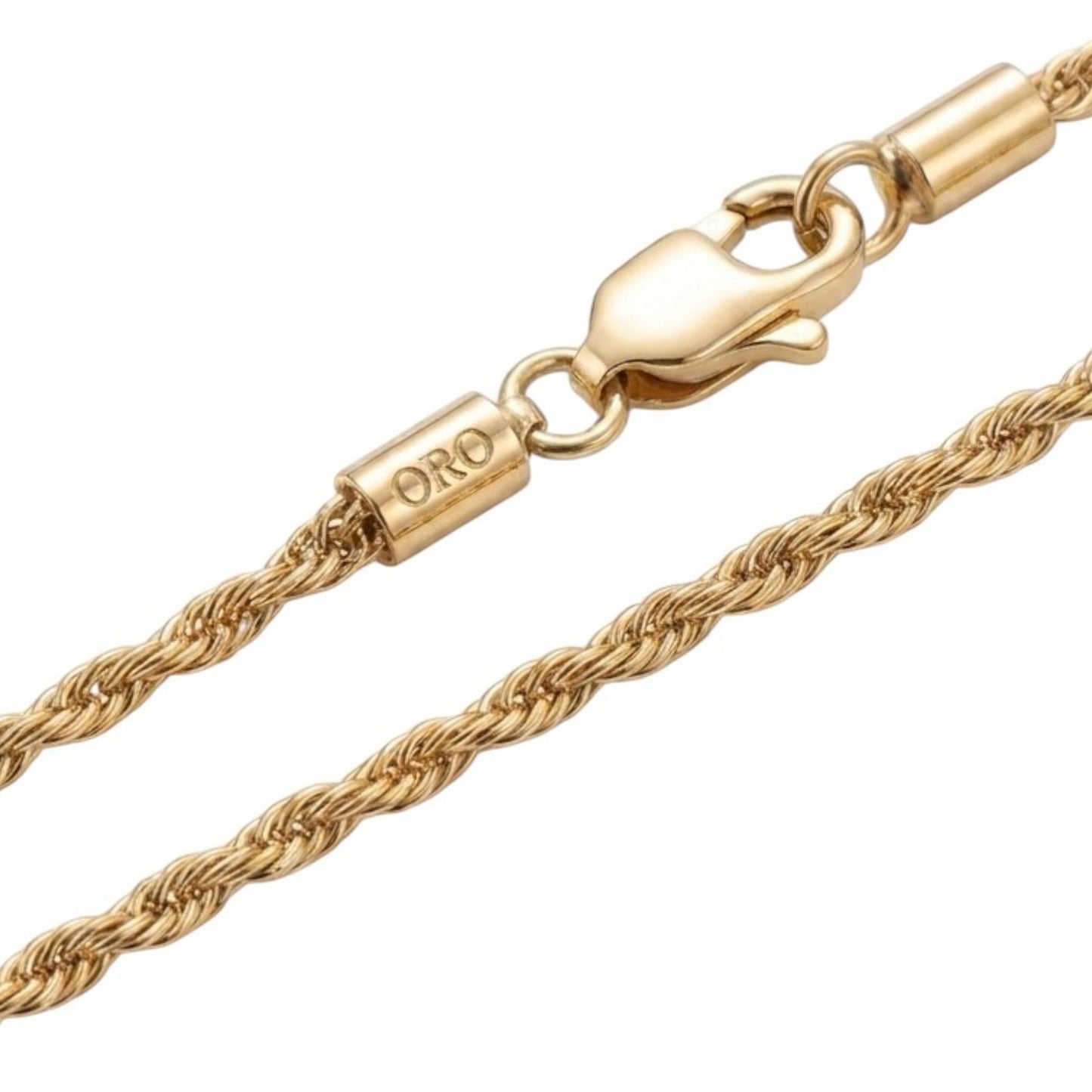 2mm 14K Steel Gold Rope Chain Necklace Men Women 16-30" Italian Style Necklace