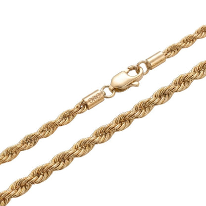 6mm Gold Plated Stainless Steel Rope Chain Necklace Men Women 18-30" Italian