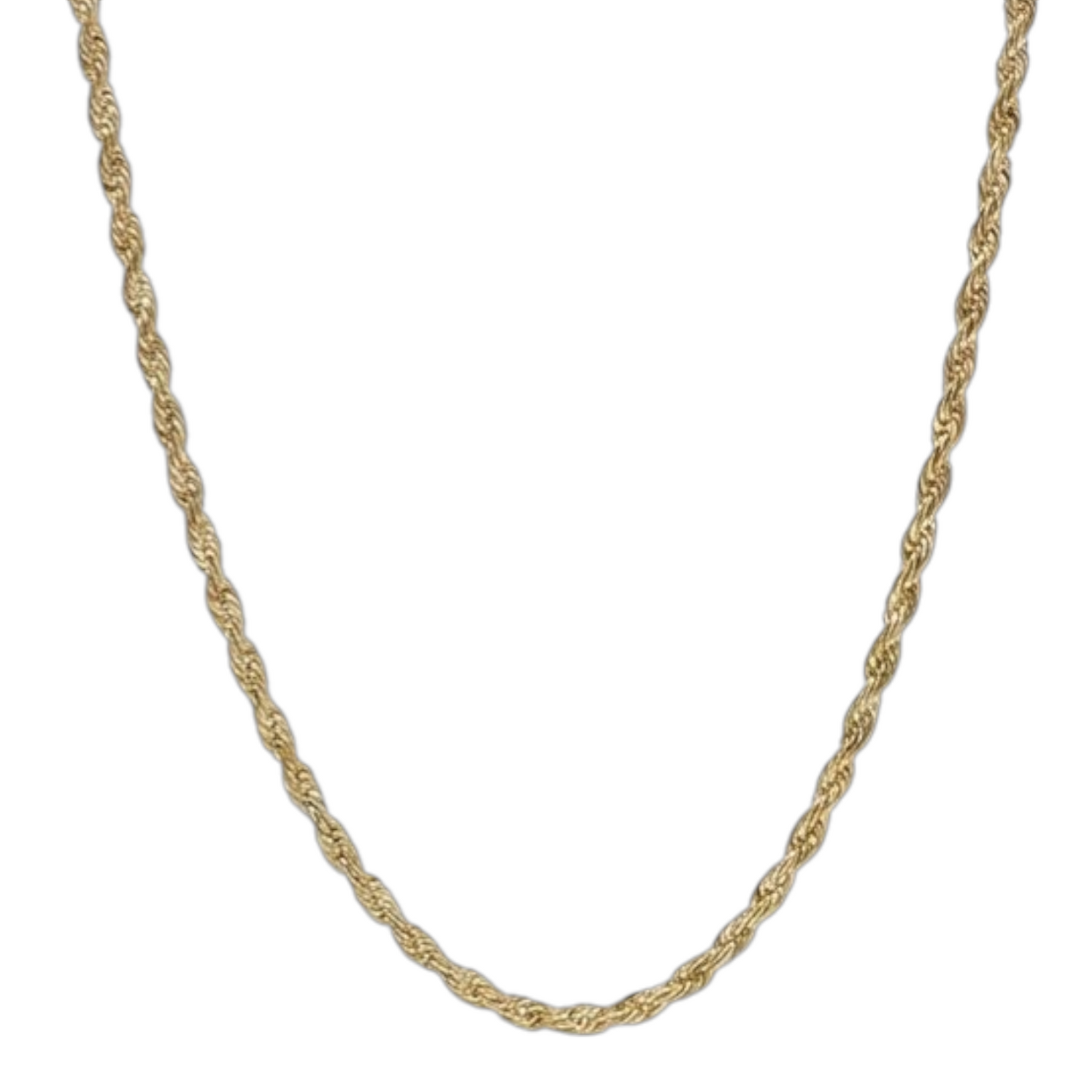 3mm 14K Steel Gold Rope Chain Necklace Men Women 16-30" Italian Style Necklace