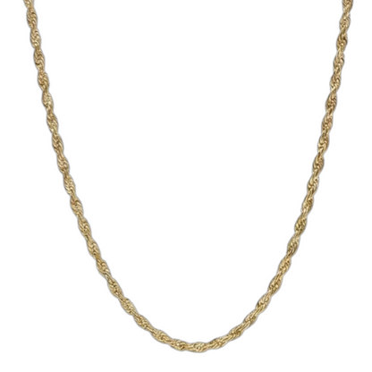 3mm 14K Steel Gold Rope Chain Necklace Men Women 16-30" Italian Style Necklace