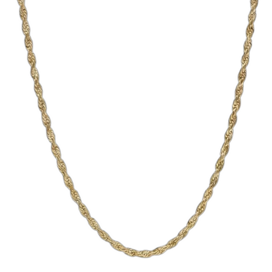 3mm 14K Steel Gold Rope Chain Necklace Men Women 16-30" Italian Style Necklace