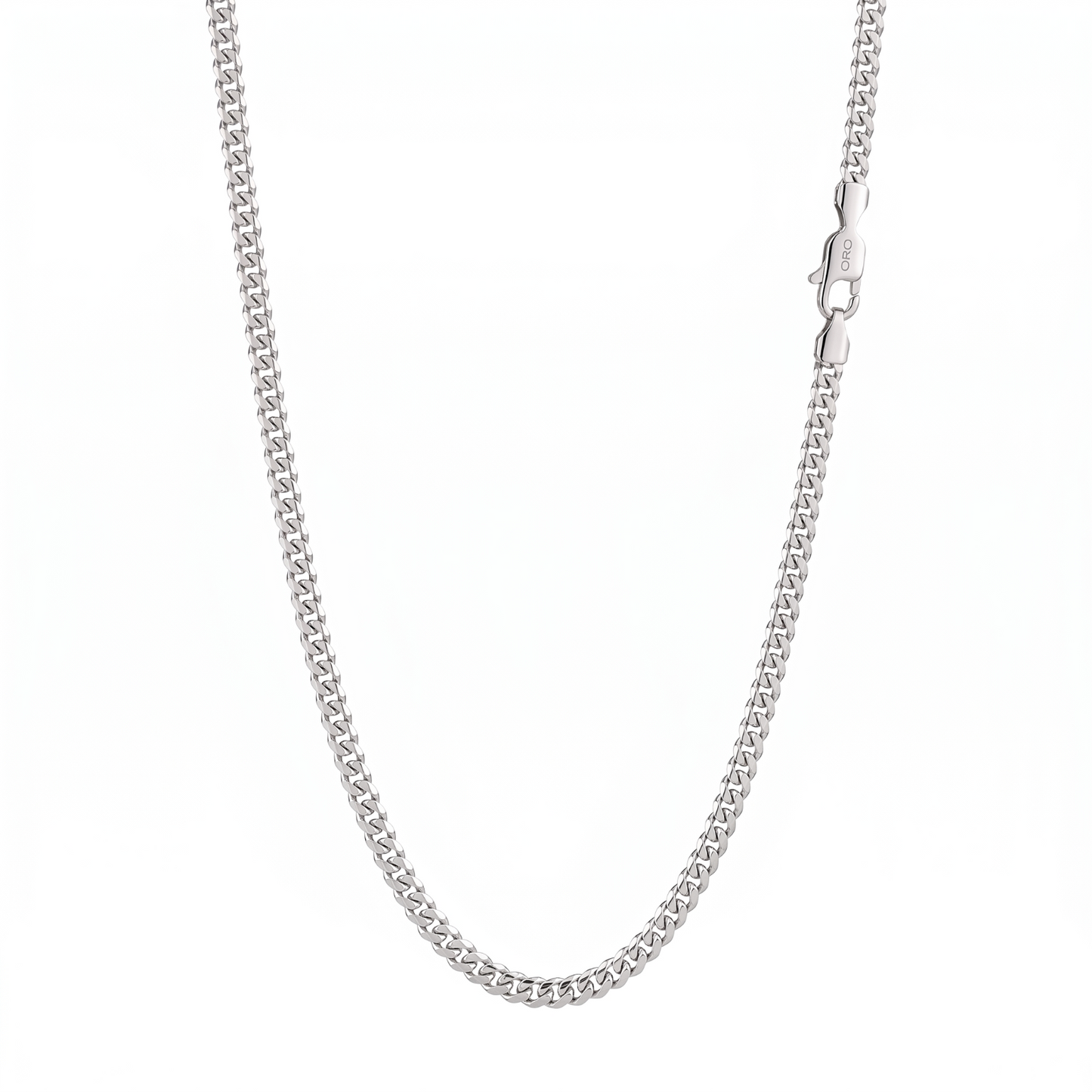 3mm Silver Stainless Steel Flat Miami Cuban Chain Necklace Men Women 18-28"