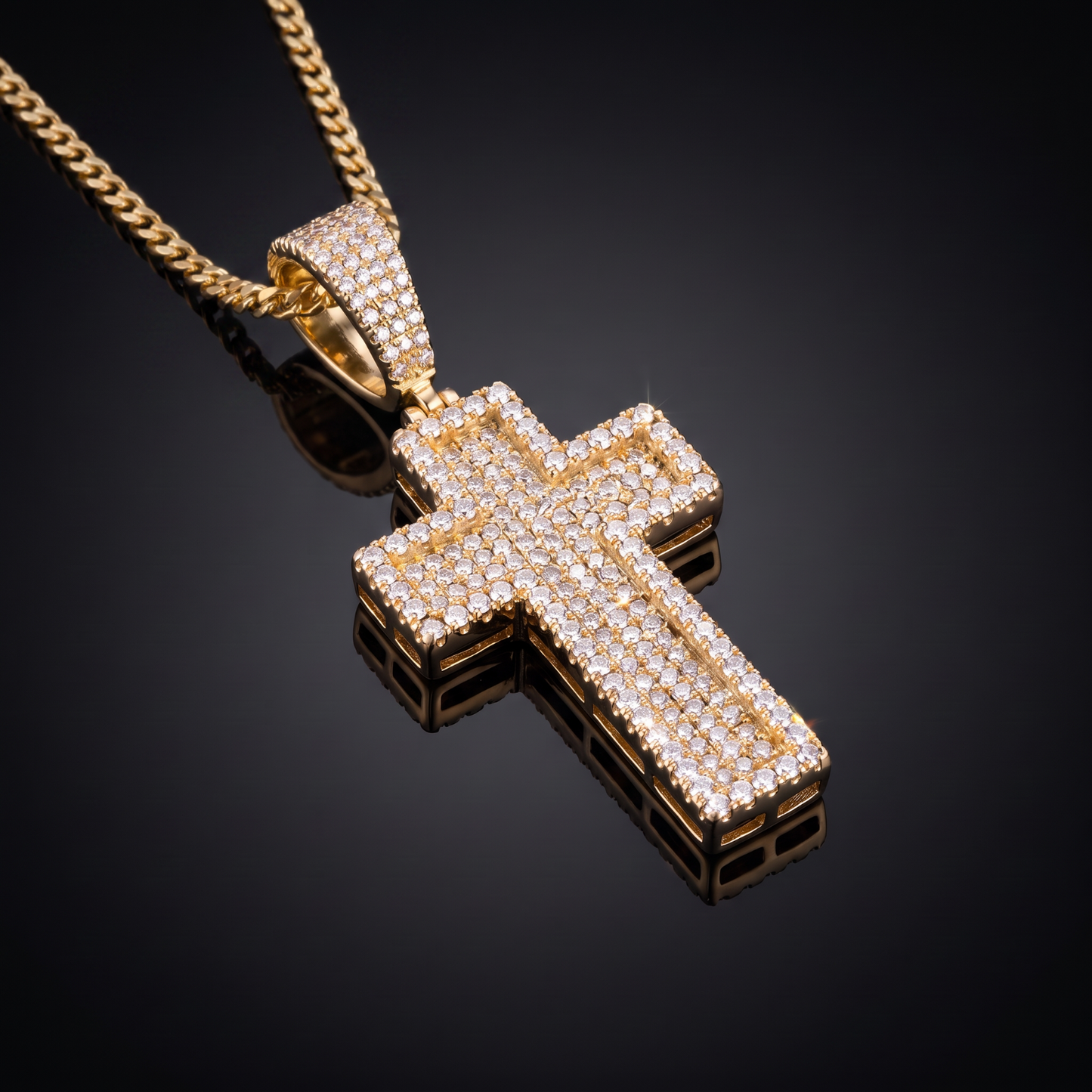 Large 2.5" 14k Gold Vermeil 3D Cross Pendant Moissanite or CZ Silver or Brass