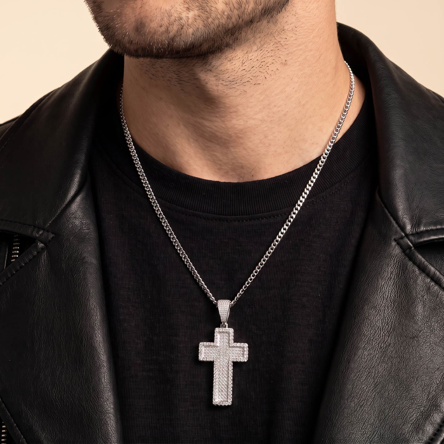 Medium 2" 3D Cross Pendant Moissanite or CZ Silver or Brass Iced Hip Hop Jewelry
