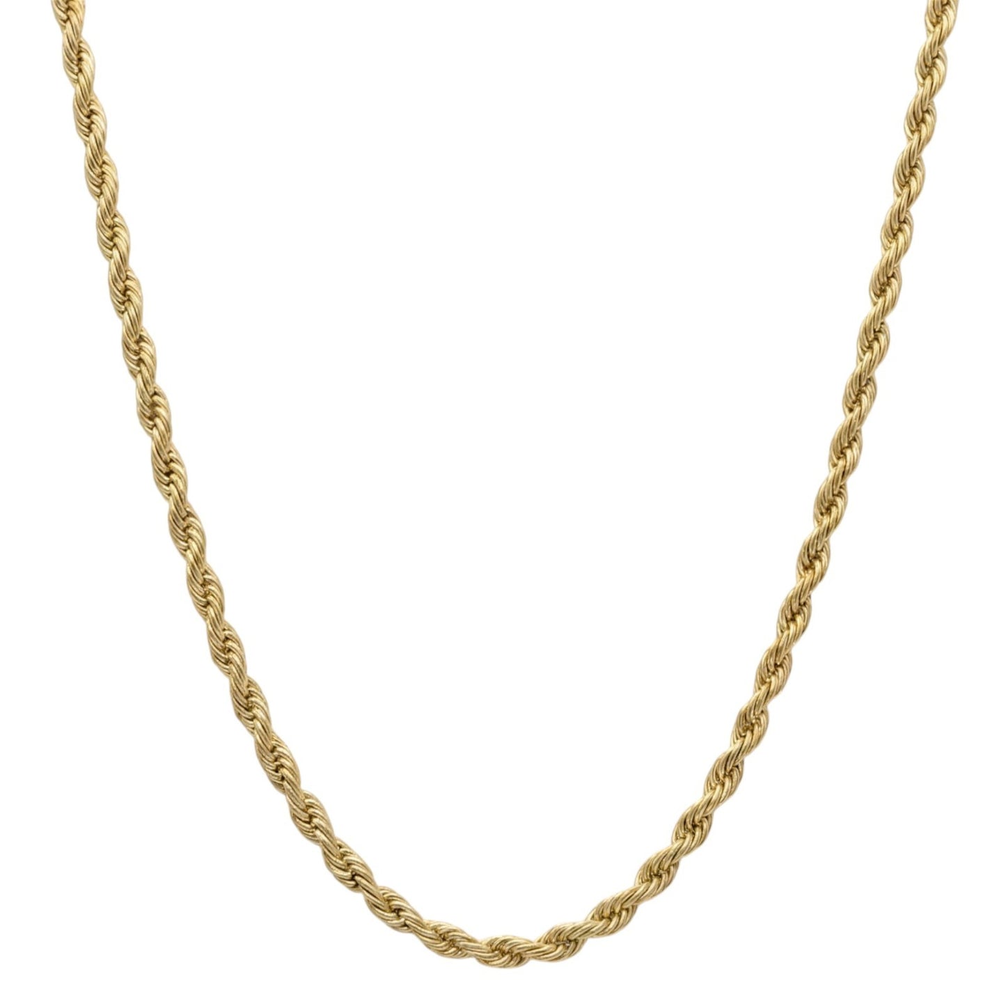 4mm 14K SS Gold Rope Chain Necklace Men Women 16-30" Italian Style Necklace