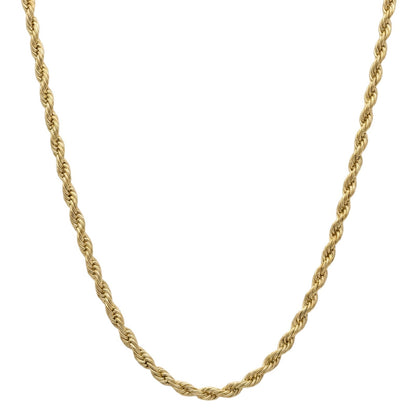 4mm 14K SS Gold Rope Chain Necklace Men Women 16-30" Italian Style Necklace