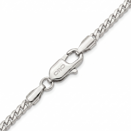 3mm Silver Stainless Steel Flat Miami Cuban Chain Necklace Men Women 18-28"