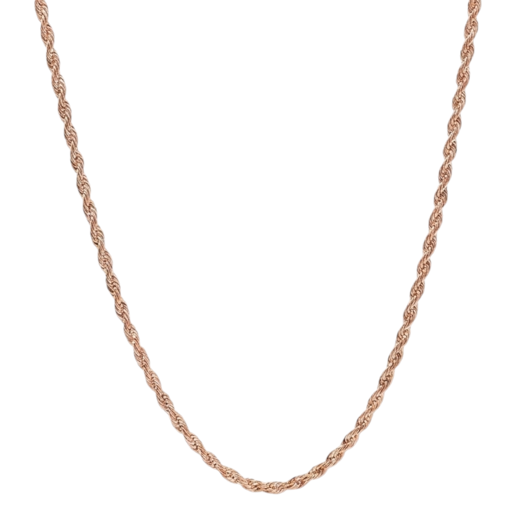2mm Stainless Steel Rose Gold Rope Chain Necklace Men Women 16-30"  Italian