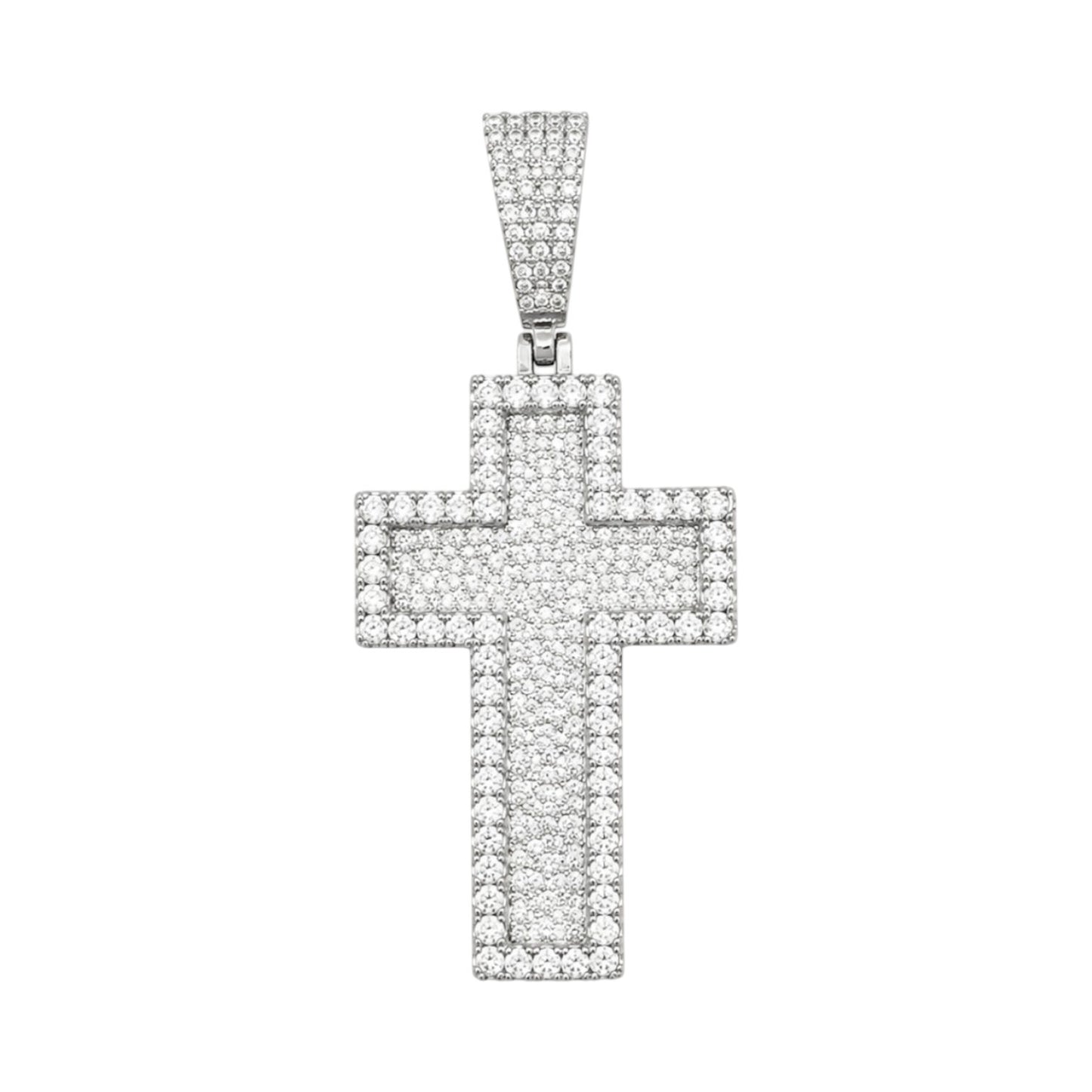 Medium 2" 3D Cross Pendant Moissanite or CZ Silver or Brass Iced Hip Hop Jewelry