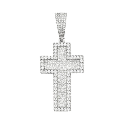 Medium 2" 3D Cross Pendant Moissanite or CZ Silver or Brass Iced Hip Hop Jewelry
