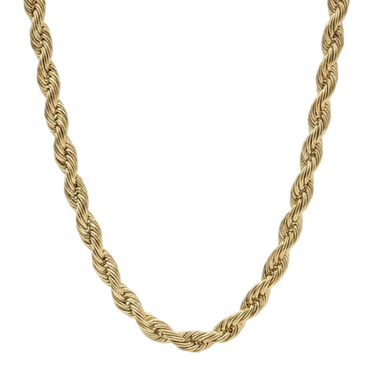 5mm Gold Plated Stainless Steel Rope Chain Necklace Men Women 18-30" Italian