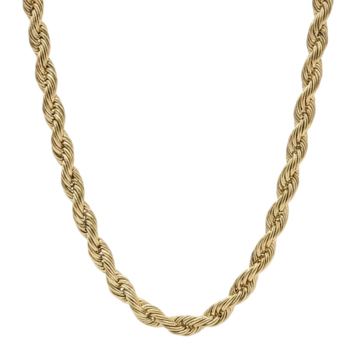 6mm Gold Plated Stainless Steel Rope Chain Necklace Men Women 18-30" Italian