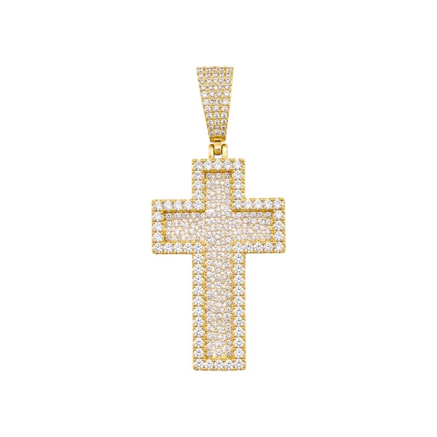 Small 3D Cross Pendant Moissanite CZ Silver or Brass Iced Out Hip Hop Jewelry