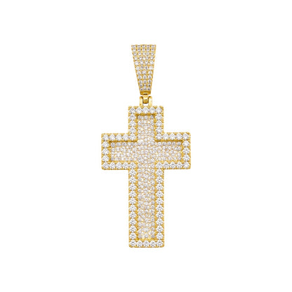 Small 3D Cross Pendant Moissanite CZ Silver or Brass Iced Out Hip Hop Jewelry
