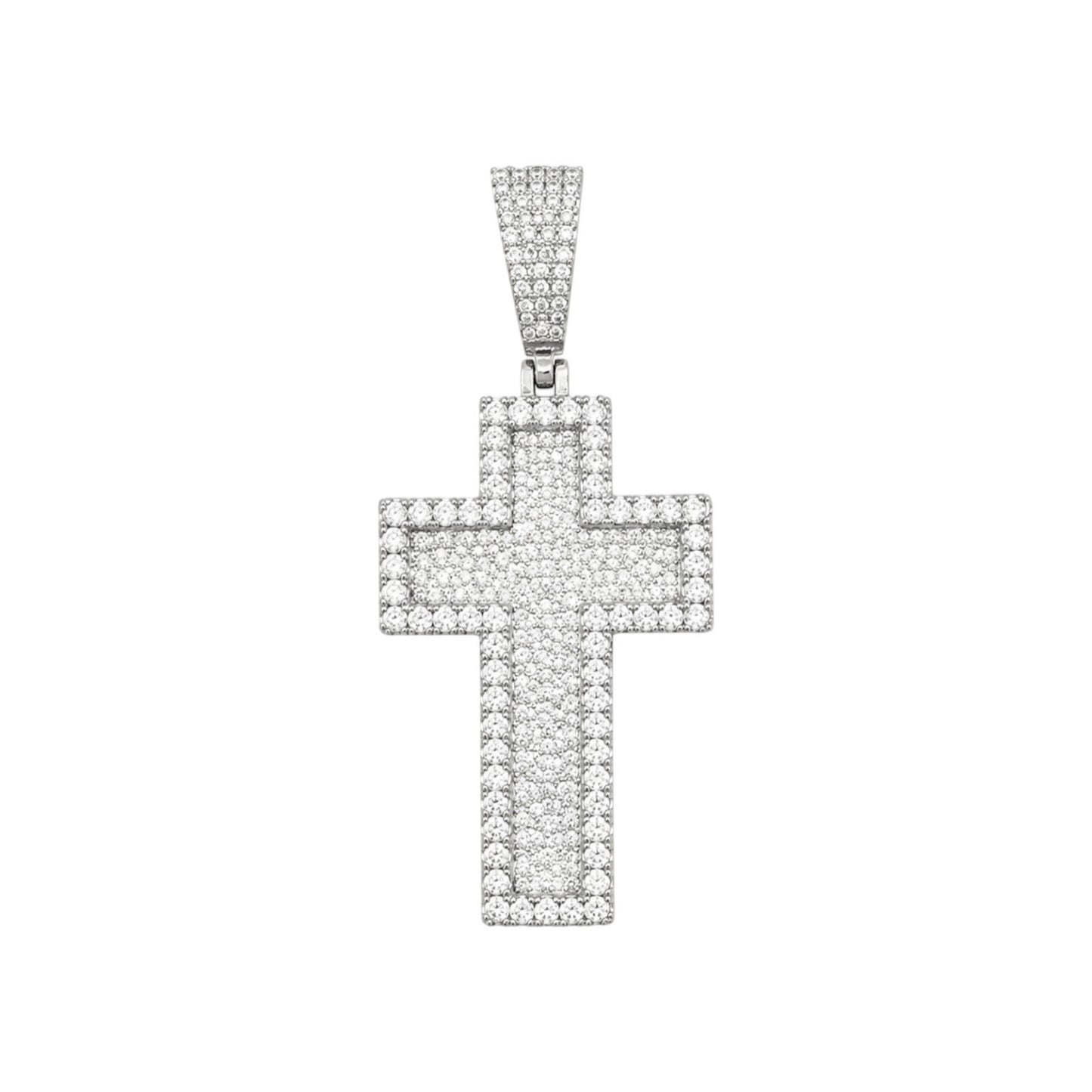 Small 3D Cross Pendant Moissanite CZ Silver or Brass Iced Out Hip Hop Jewelry