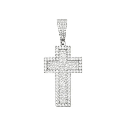 Small 3D Cross Pendant Moissanite CZ Silver or Brass Iced Out Hip Hop Jewelry