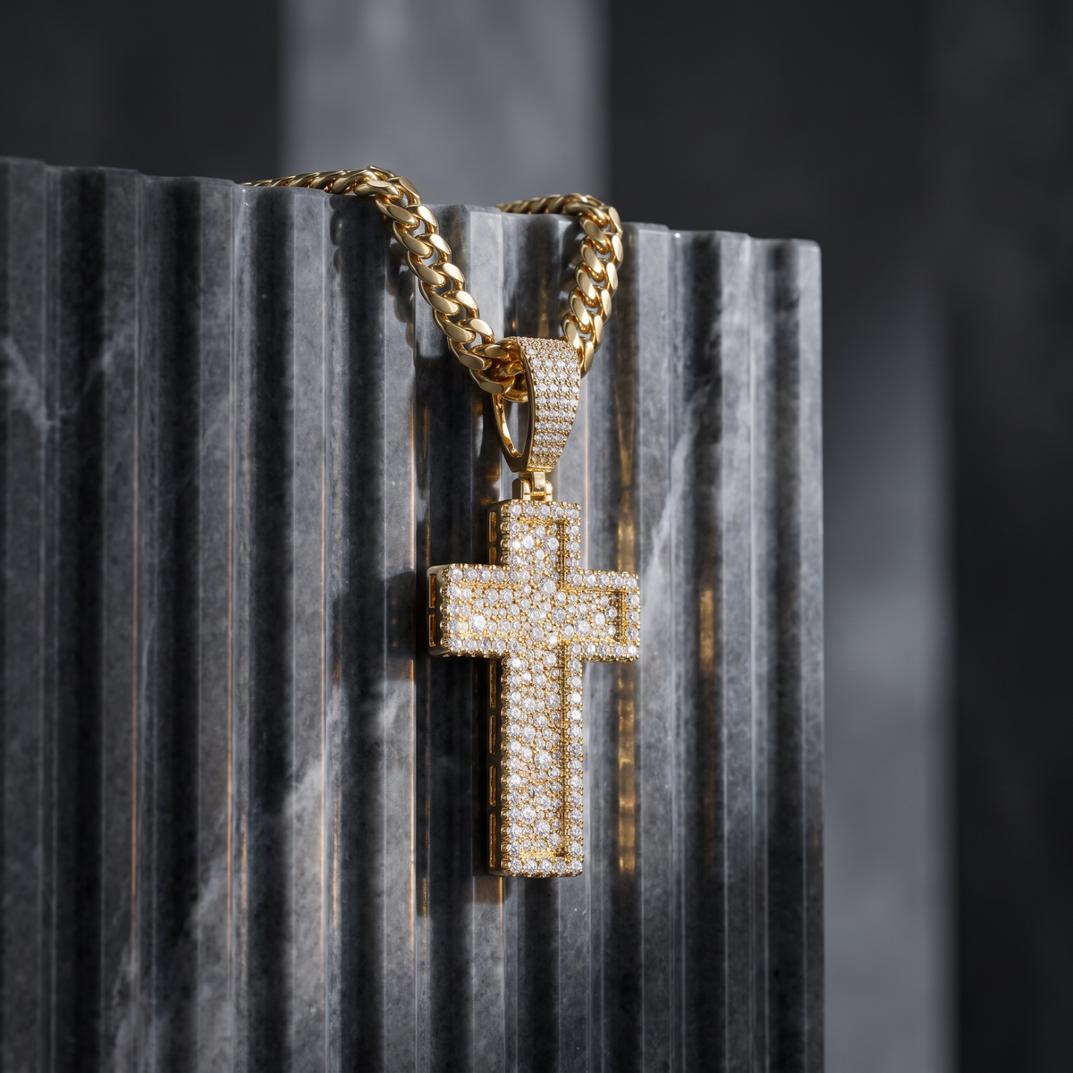 Small 3D Cross Pendant Moissanite CZ Silver or Brass Iced Out Hip Hop Jewelry