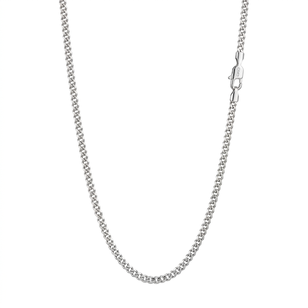3mm Curb Miami Cuban Chain Necklace Men Women 16-30" Italian Style Necklace