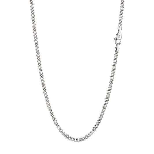 3mm Curb Miami Cuban Chain Necklace Men Women 16-30" Italian Style Necklace
