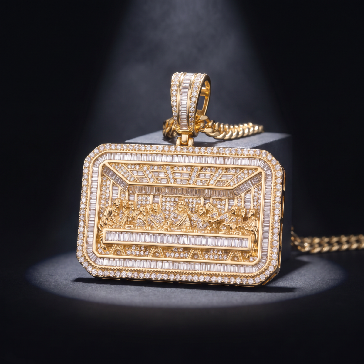 14k Gold Last Supper Jesus Pendant
