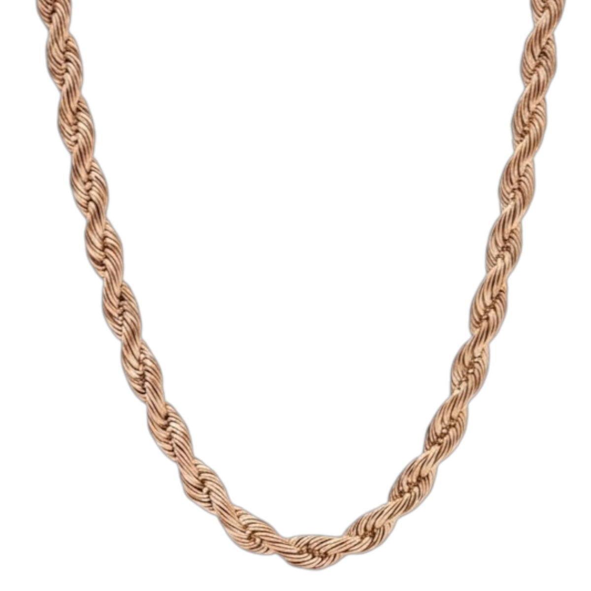 5mm Rose Gold Plated Stainless Steel Rope Chain Necklace Men Women 16-30"