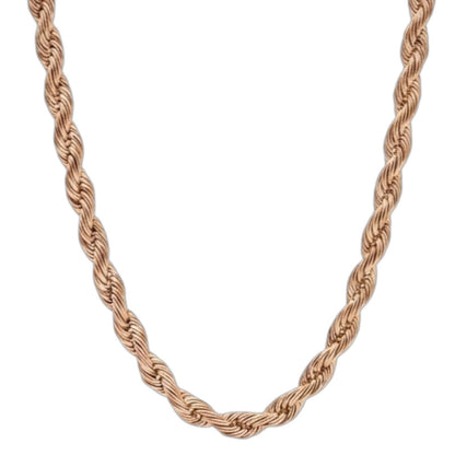 5mm Rose Gold Plated Stainless Steel Rope Chain Necklace Men Women 16-30"