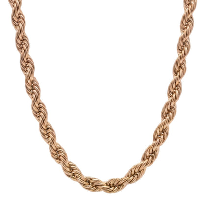 6mm Rose Gold Plated Stainless Steel Rope Link Chain Necklace Men Women 18-30"