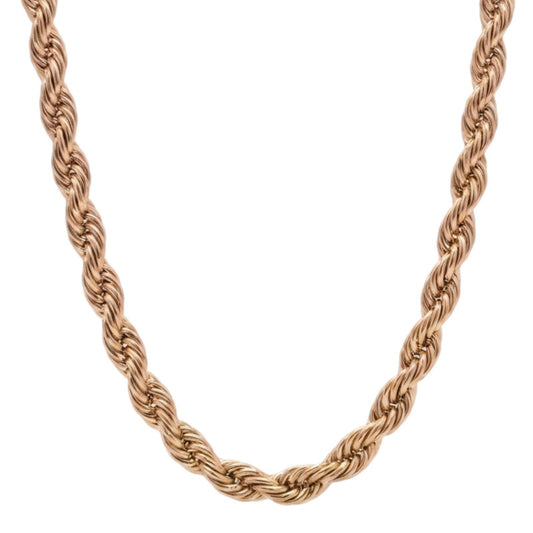 6mm Rose Gold Plated Stainless Steel Rope Link Chain Necklace Men Women 18-30"