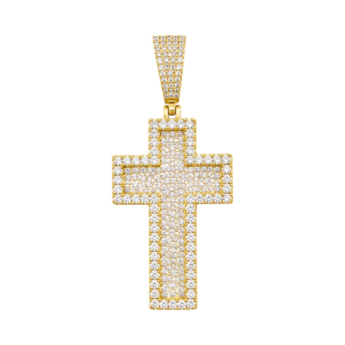Large 2.5" 14k Gold Vermeil 3D Cross Pendant Moissanite or CZ Silver or Brass