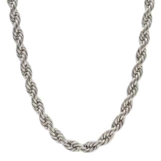 6mm Silver Plated Stainless Steel Rope Chain Necklace Men Women 18-30" Italian