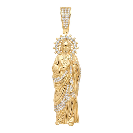 14k Gold Iced Out Sacred Heart Jesus Pendant