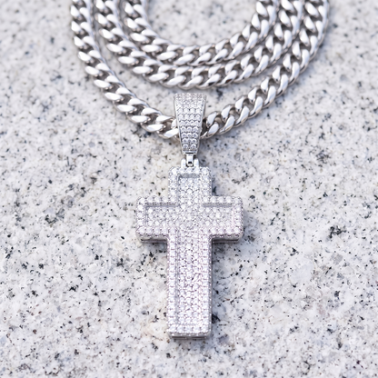 Medium 2" 3D Cross Pendant Moissanite or CZ Silver or Brass Iced Hip Hop Jewelry