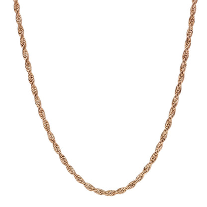 3mm Stainless Steel Rose Gold Rope Chain Necklace Men Women 16-30"  Italian