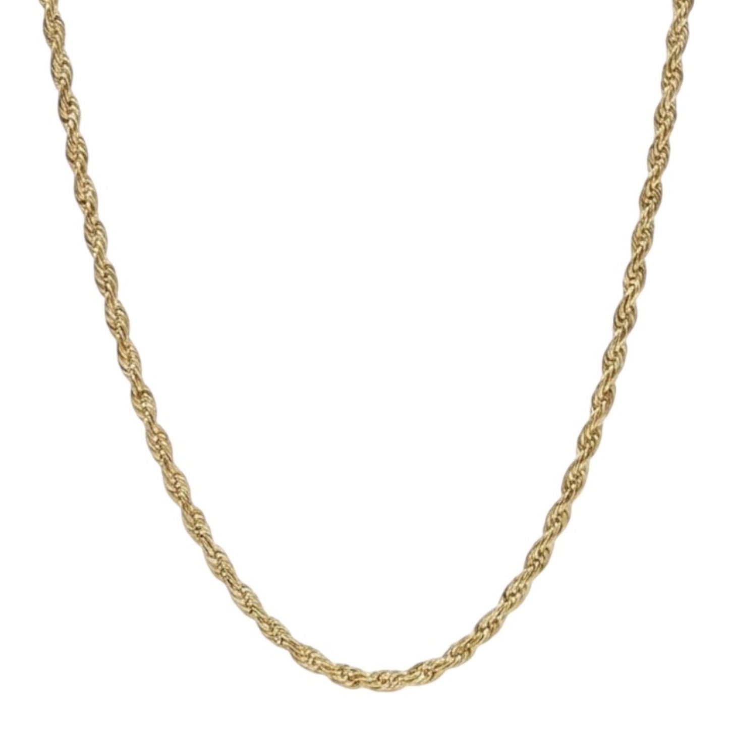 2mm 14K Steel Gold Rope Chain Necklace Men Women 16-30" Italian Style Necklace
