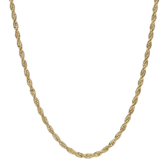 2mm 14K Steel Gold Rope Chain Necklace Men Women 16-30" Italian Style Necklace