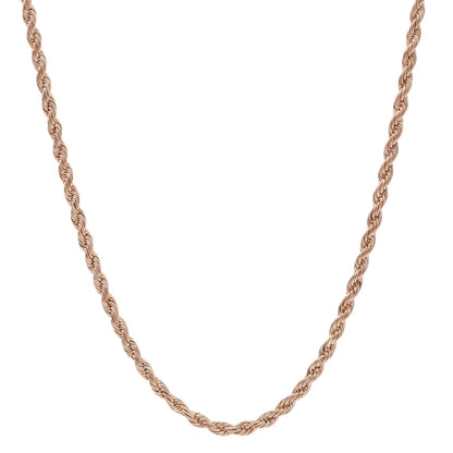 4mm SS Rose Gold Rope Chain Necklace Men Women 16-30" Italian Style Necklace
