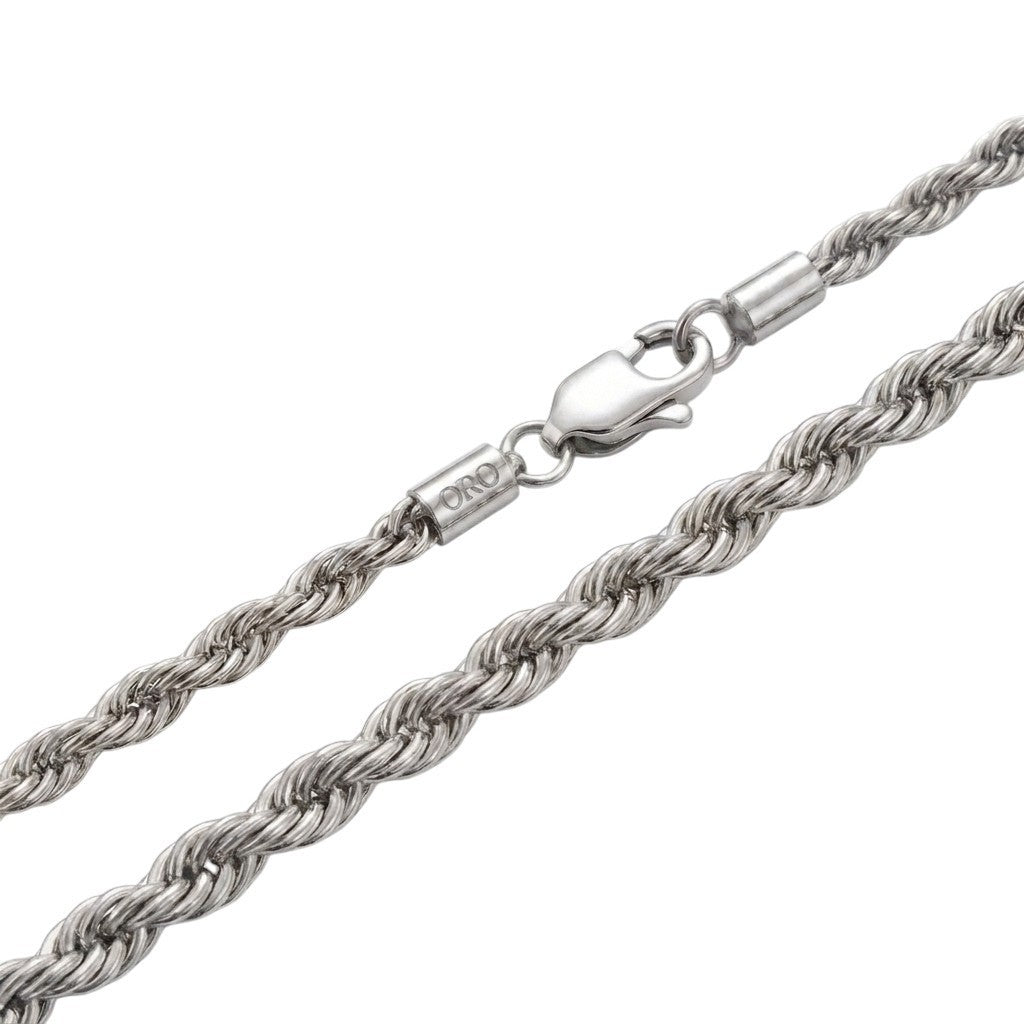 6mm Silver Plated Stainless Steel Rope Chain Necklace Men Women 18-30" Italian