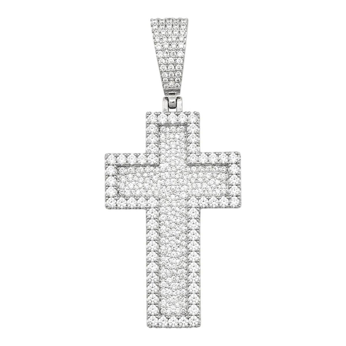 Large 2.5" 3D Cross Pendant Moissanite or CZ Silver or Brass Iced Hip Hop