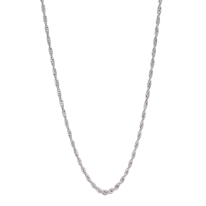 2mm SS Rhodium Rope Chain Necklace Men Women 16-30" Italian Style Thin Necklace